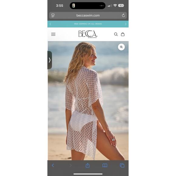 Becca Tunic Swim Cover Up Womens Size M/L White Lace Swimwear Dolman Sleeve NWT - Picture 13 of 16